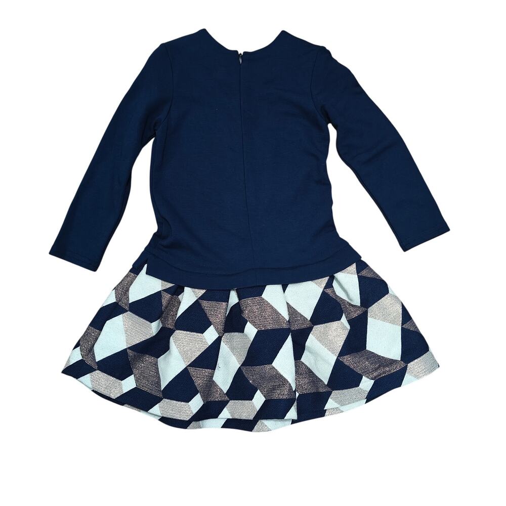 Lili Gaufrette Wool Blend Jacquard Skirt Long Sleeve Dress Age 4 NEW